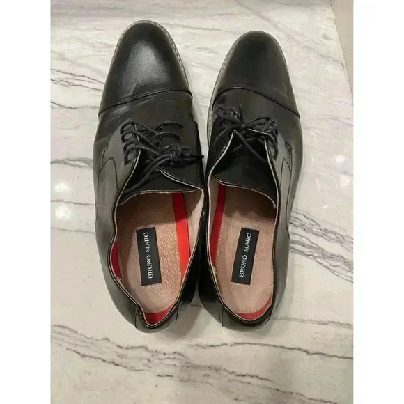 Bruno Marc Moda Italy Prince-6-Black Classic Modern Oxford Wingtip Size 13 Wide - Picture 4 of 6